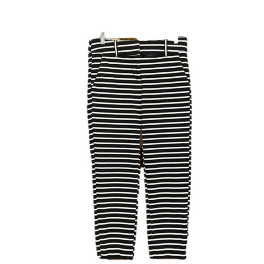 Ann Taylor Loft Riviera Pant Julie Cut Black Cream Stripes 0